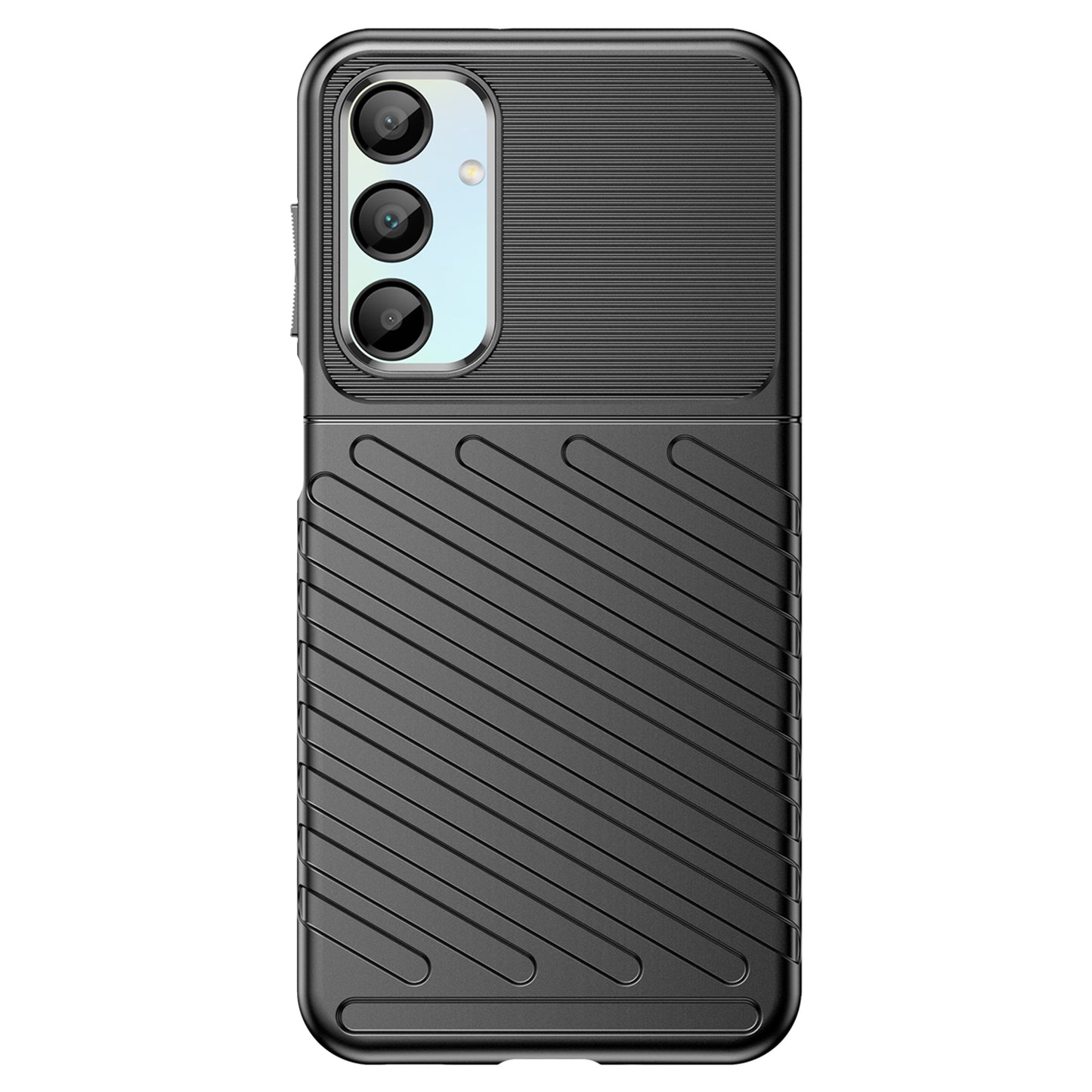 For Samsung Galaxy A16 5G / A16 4G Case Twill Texture TPU Shockproof Protective Phone Cover - Black