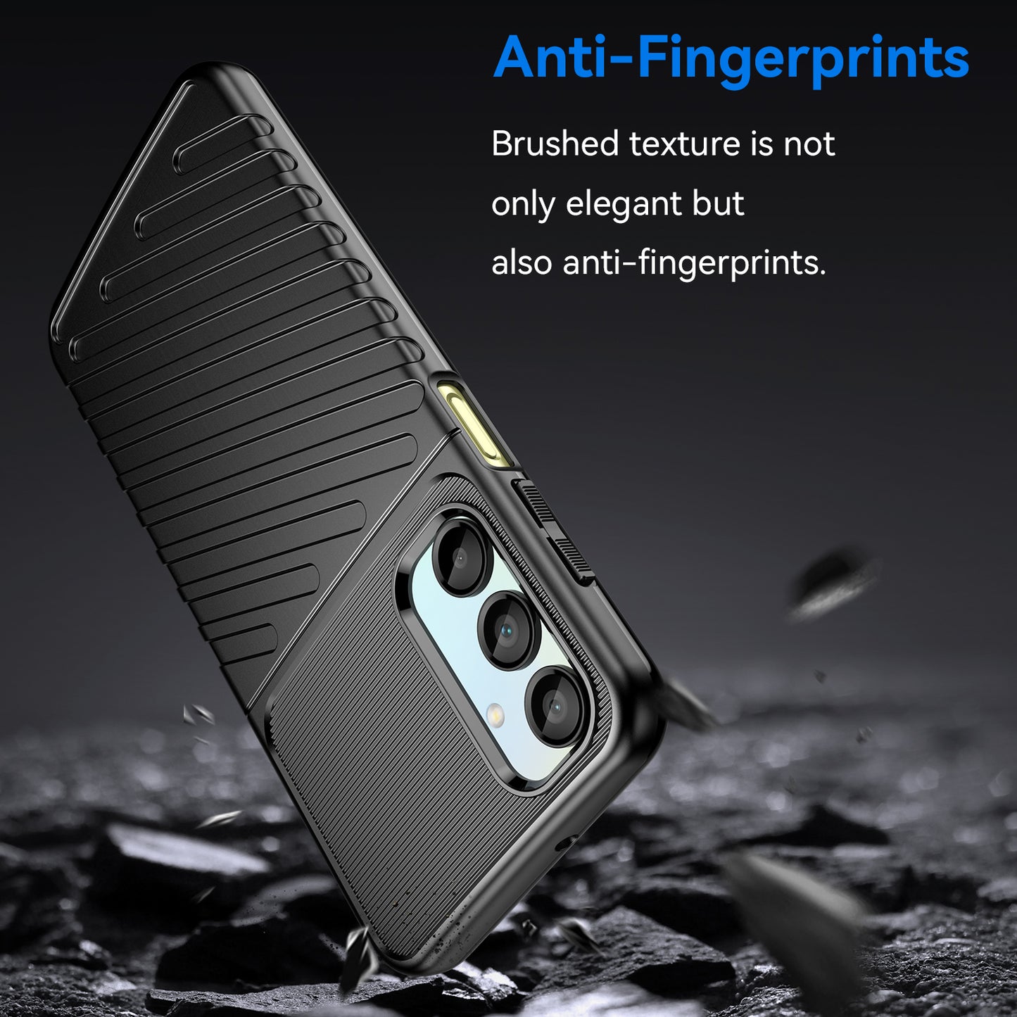 For Samsung Galaxy A16 5G / A16 4G Case Twill Texture TPU Shockproof Protective Phone Cover - Black