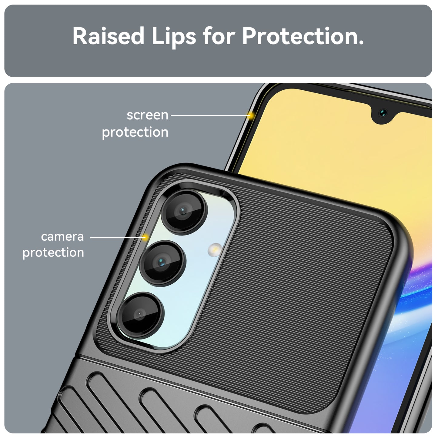 For Samsung Galaxy A16 5G / A16 4G Case Twill Texture TPU Shockproof Protective Phone Cover - Black