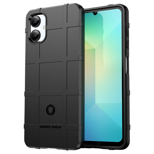 For Samsung Galaxy A06 Case Grid Design Soft TPU Scratch-Proof Phone Cover - Black