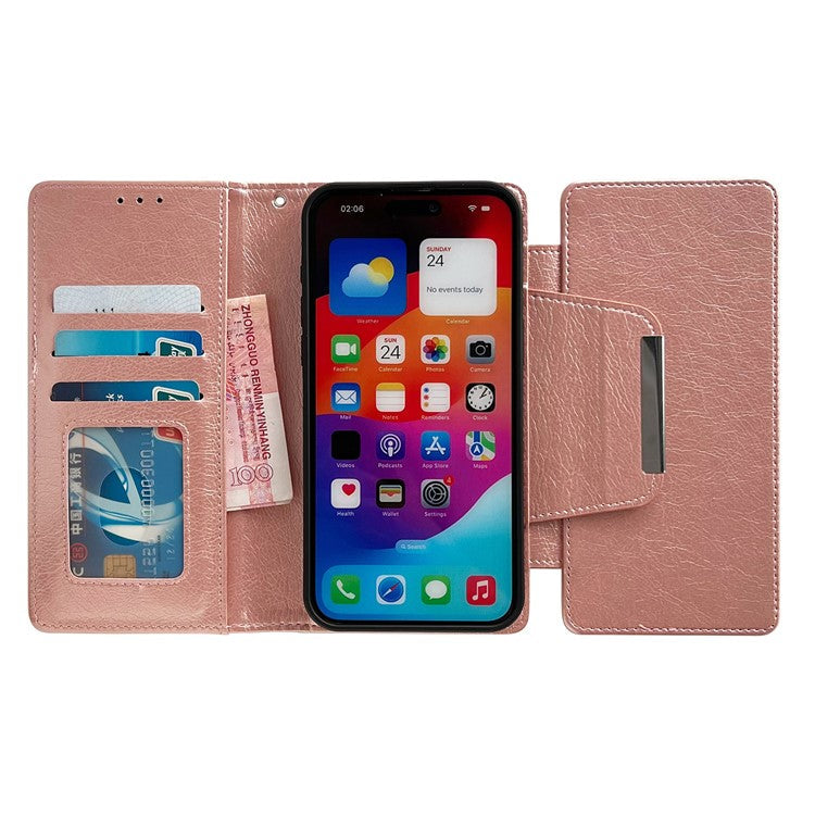 For iPhone 16 Plus Case Detachable 2-in-1 Magnetic Closure PU Leather Wallet Phone Case - Rose Gold