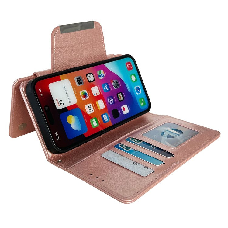 For iPhone 16 Plus Case Detachable 2-in-1 Magnetic Closure PU Leather Wallet Phone Case - Rose Gold