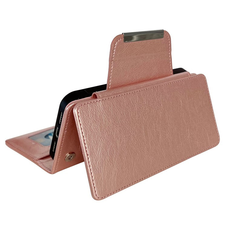 For iPhone 16 Plus Case Detachable 2-in-1 Magnetic Closure PU Leather Wallet Phone Case - Rose Gold