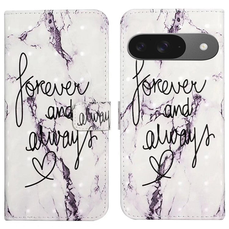For Google Pixel 9 / Pixel 9 Pro Case 3D Creative Pattern PU Leather Stand Phone Cover - Forever and Always