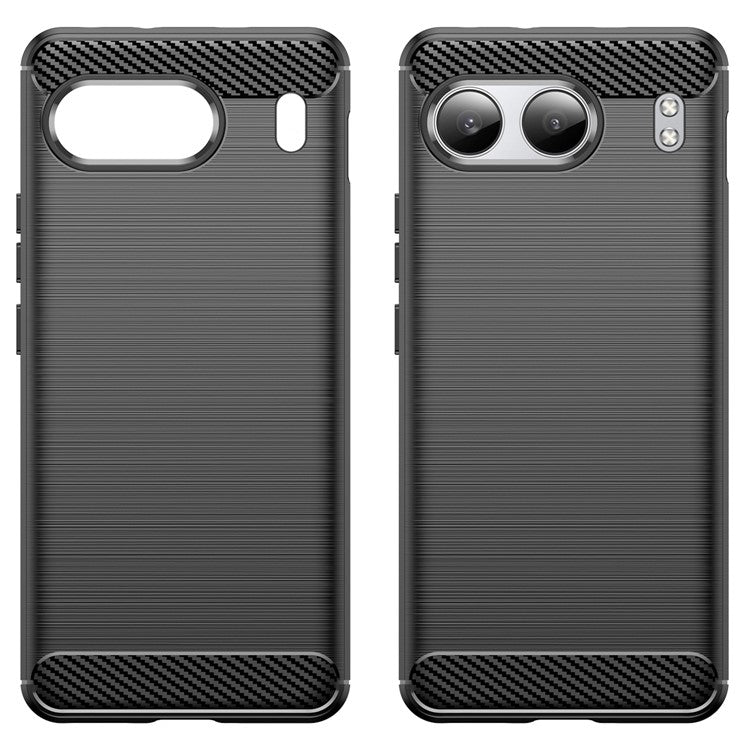 For OnePlus Nord 4 Case Carbon Fiber Texture TPU Brushed Phone Cover - Black