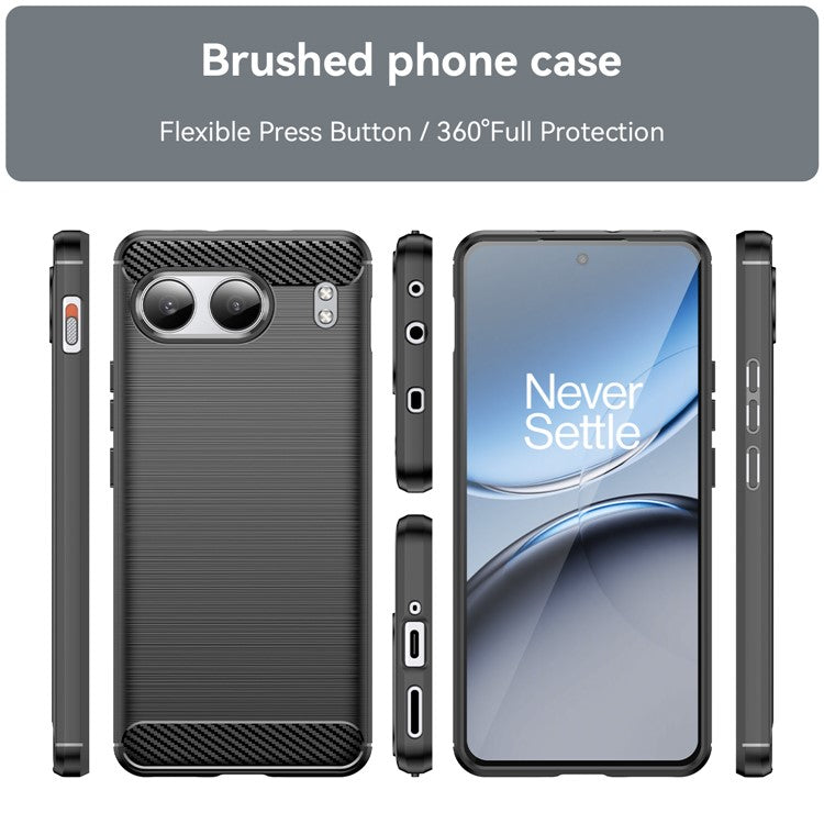 For OnePlus Nord 4 Case Carbon Fiber Texture TPU Brushed Phone Cover - Black