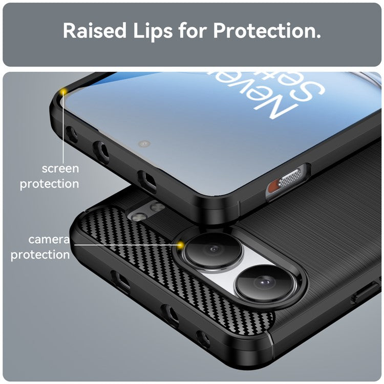 For OnePlus Nord 4 Case Carbon Fiber Texture TPU Brushed Phone Cover - Black