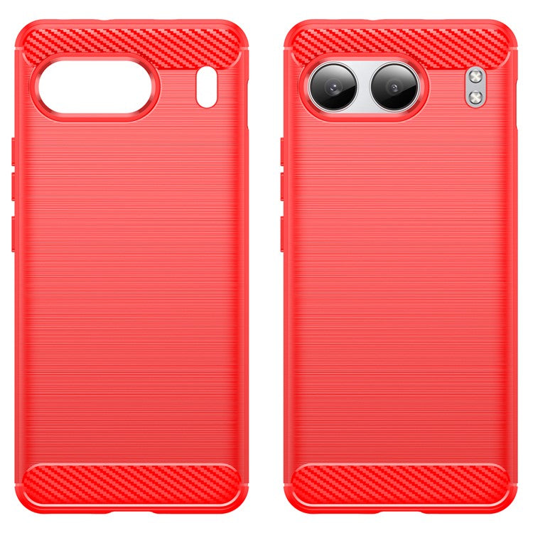 For OnePlus Nord 4 Case Carbon Fiber Texture TPU Brushed Phone Cover - Red