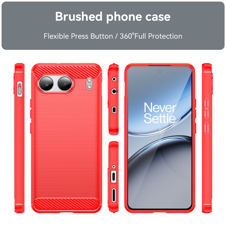 For OnePlus Nord 4 Case Carbon Fiber Texture TPU Brushed Phone Cover - Red