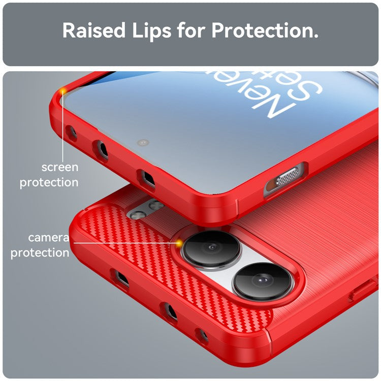 For OnePlus Nord 4 Case Carbon Fiber Texture TPU Brushed Phone Cover - Red