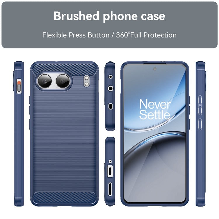 For OnePlus Nord 4 Case Carbon Fiber Texture TPU Brushed Phone Cover - Blue
