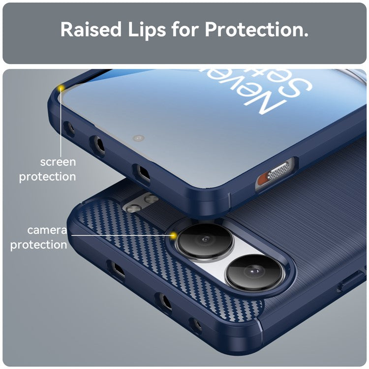For OnePlus Nord 4 Case Carbon Fiber Texture TPU Brushed Phone Cover - Blue