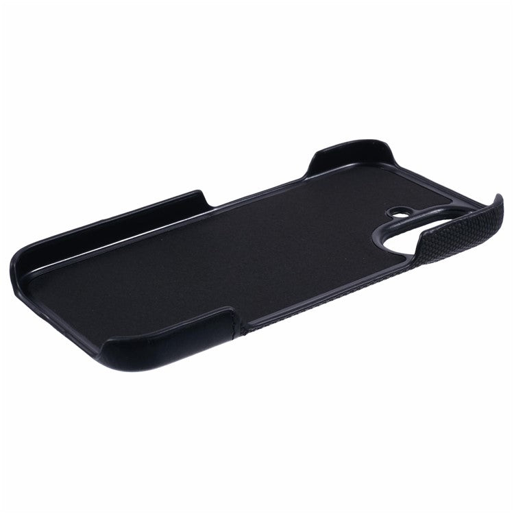 For iPhone 16 Case PU Leather+PC Splicing Anti-Slip Phone Cover - Black