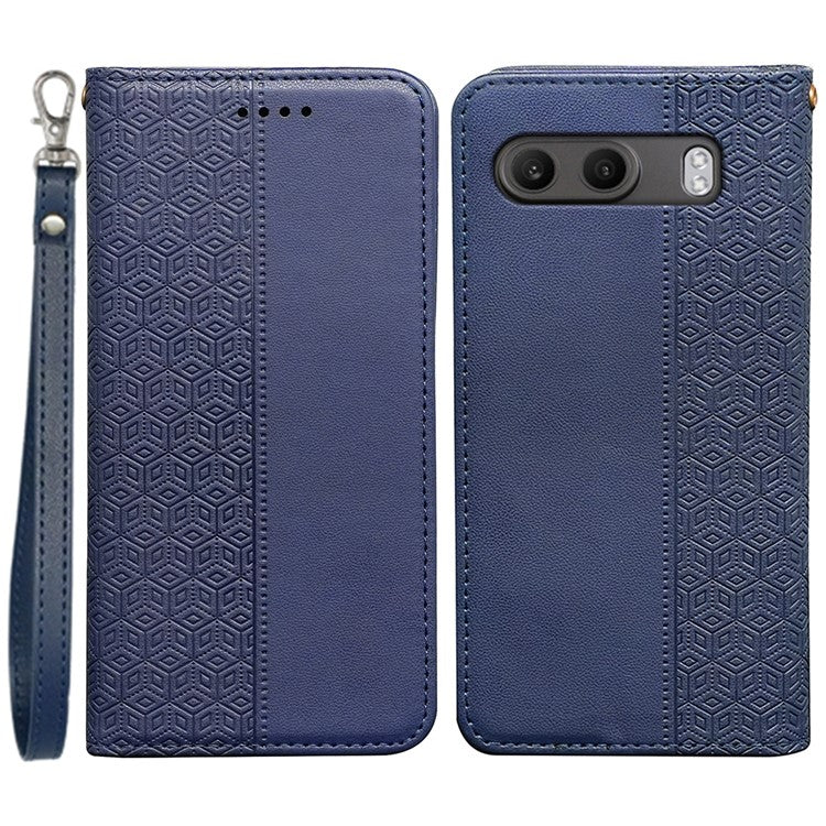 For OnePlus Nord 4 Wallet Phone Case Strong Magnetic Checkered Pattern Imprint Leather Flip Cover - Blue