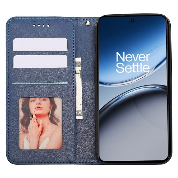 For OnePlus Nord 4 Wallet Phone Case Strong Magnetic Checkered Pattern Imprint Leather Flip Cover - Blue