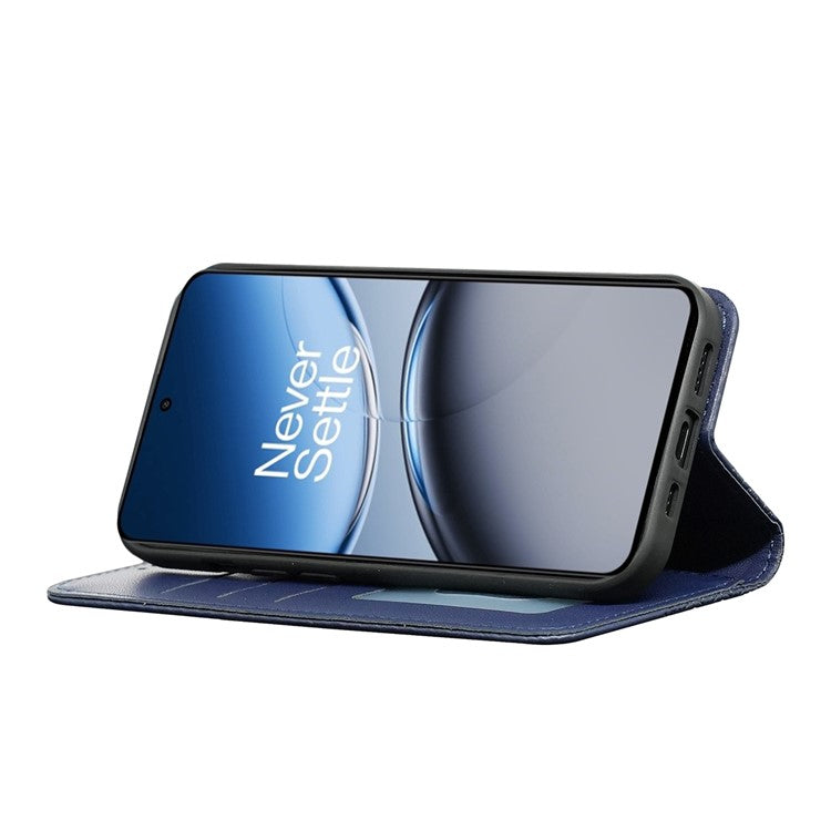 For OnePlus Nord 4 Wallet Phone Case Strong Magnetic Checkered Pattern Imprint Leather Flip Cover - Blue