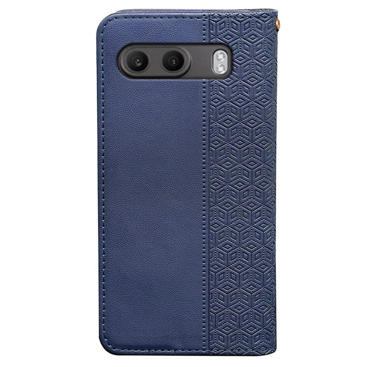 For OnePlus Nord 4 Wallet Phone Case Strong Magnetic Checkered Pattern Imprint Leather Flip Cover - Blue