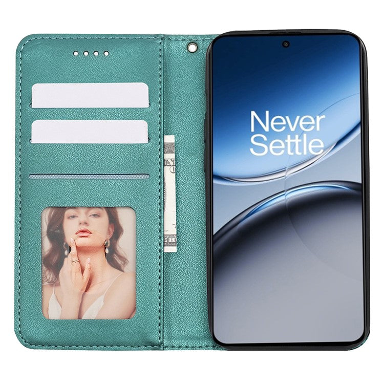 For OnePlus Nord 4 Wallet Phone Case Strong Magnetic Checkered Pattern Imprint Leather Flip Cover - Green