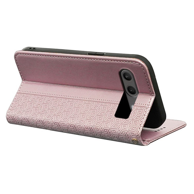 For OnePlus Nord 4 Wallet Phone Case Strong Magnetic Checkered Pattern Imprint Leather Flip Cover - Rose Gold