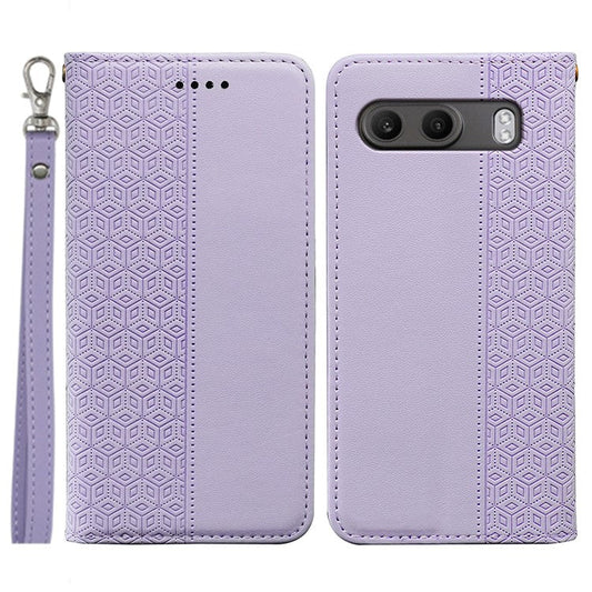 For OnePlus Nord 4 Wallet Phone Case Strong Magnetic Checkered Pattern Imprint Leather Flip Cover - Purple