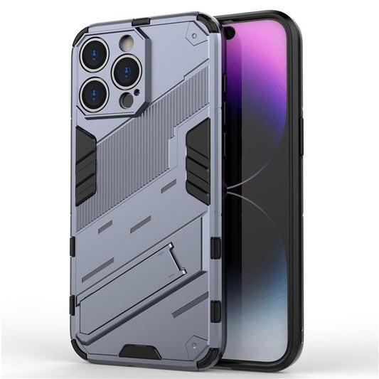 For iPhone 16 Pro Case PC+TPU Shockproof Phone Cover with Kickstand - Dark Blue