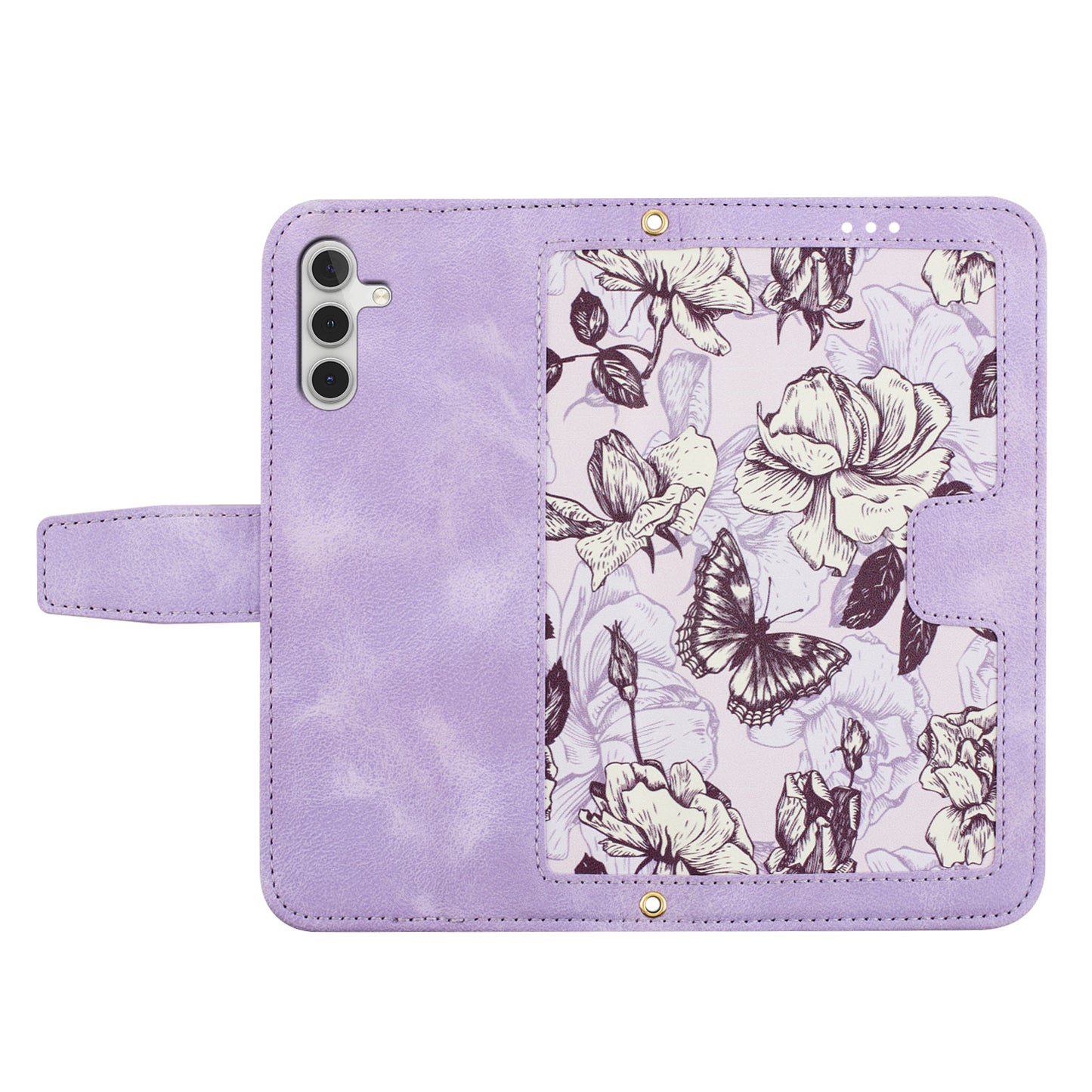 For Samsung Galaxy A16 5G / A16 4G Case PU Leather Floral Phone Cover with Card Slots - Light Purple