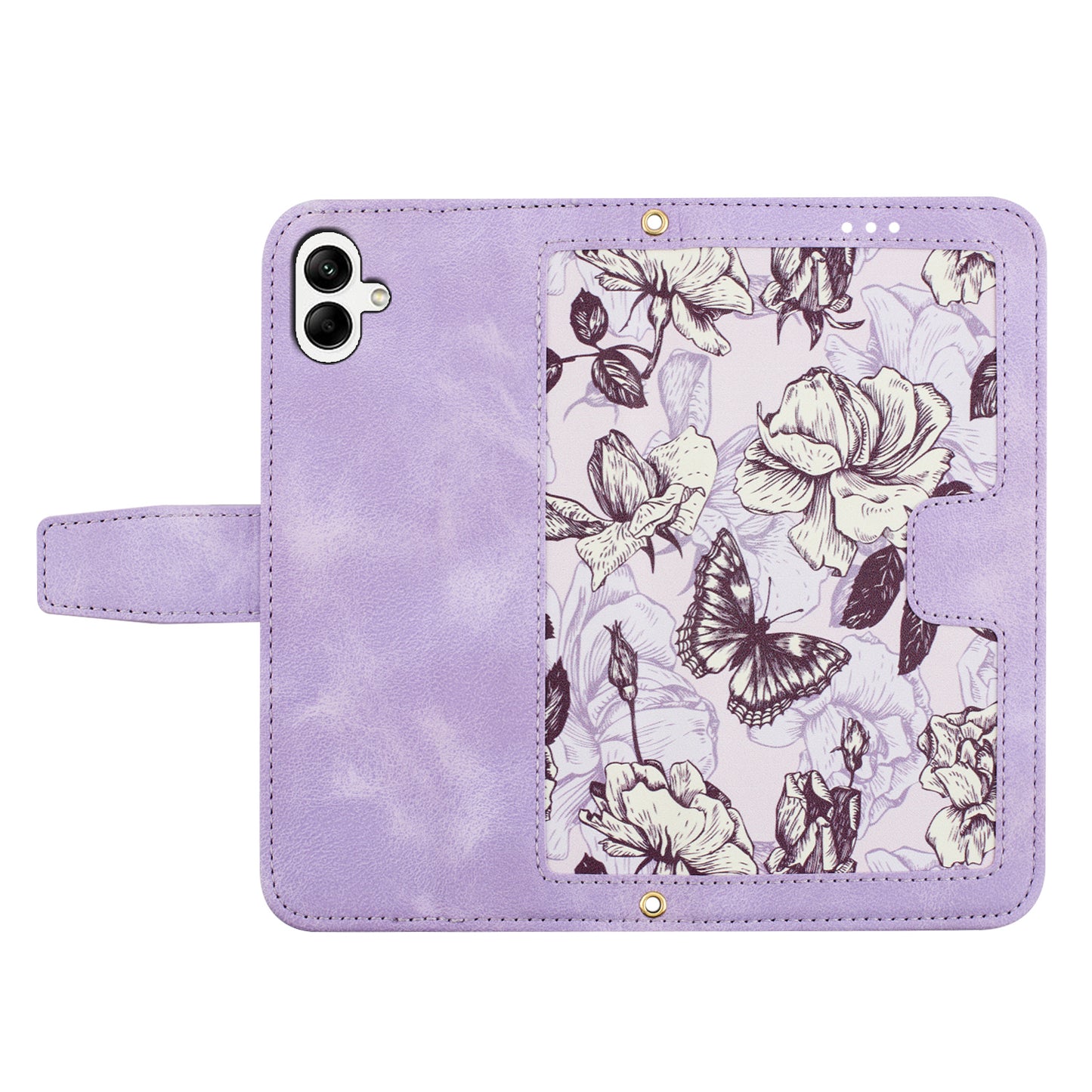 For Samsung Galaxy A06 Case PU Leather Floral Phone Cover with Card Slots - Light Purple