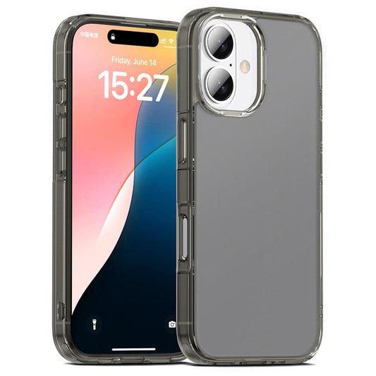 For iPhone 16 Plus Case Shockproof TPU+PC Matte Back Cover - Brown