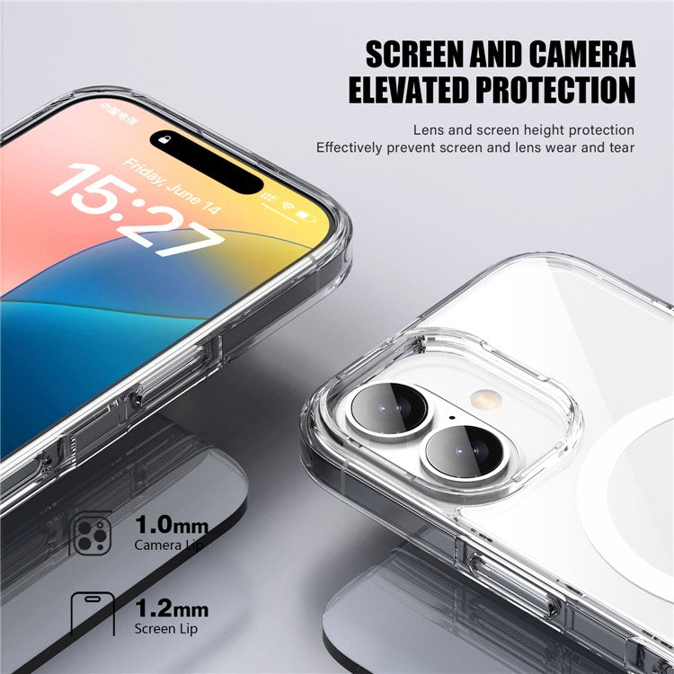 Aurora Series For iPhone 16 Case Compatible with MagSafe TPU+PC Crystal Clear Back Cover - Transparent