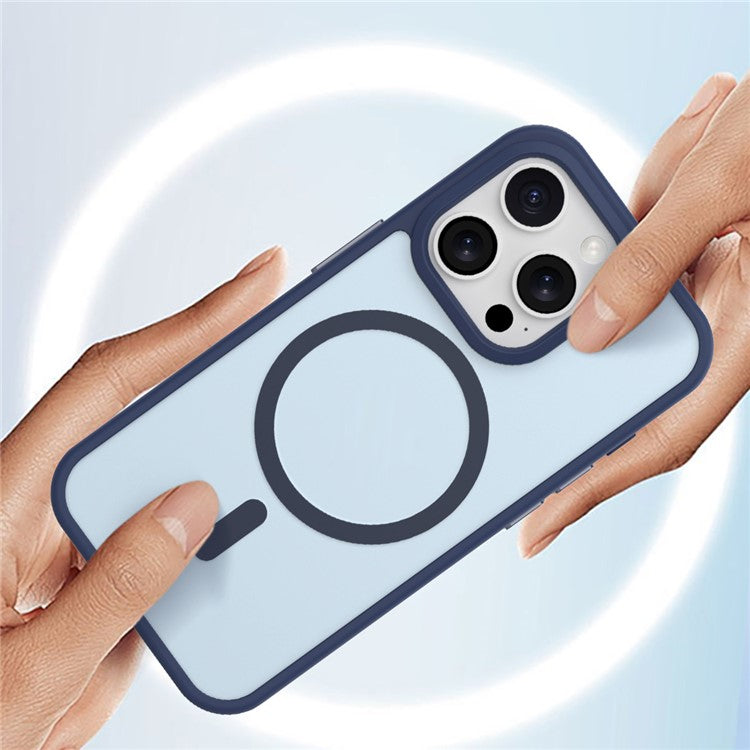 For iPhone 16 Pro Case Compatible with MagSafe Skin-Touch TPU+PC Matte Phone Cover - Blue