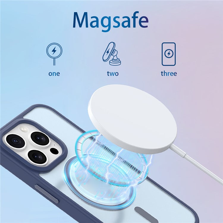 For iPhone 16 Pro Case Compatible with MagSafe Skin-Touch TPU+PC Matte Phone Cover - Blue