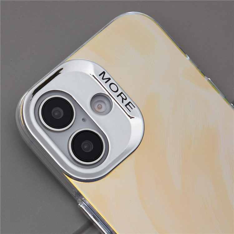 For iPhone 16 Plus Case Silicone+PC IMD Laser Texture Matte Phone Cover - AK3