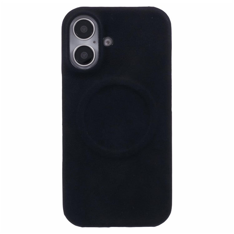 For iPhone 16 Plus Case Compatible with MagSafe Skin-Touch Leather+PC Back Cover - Black