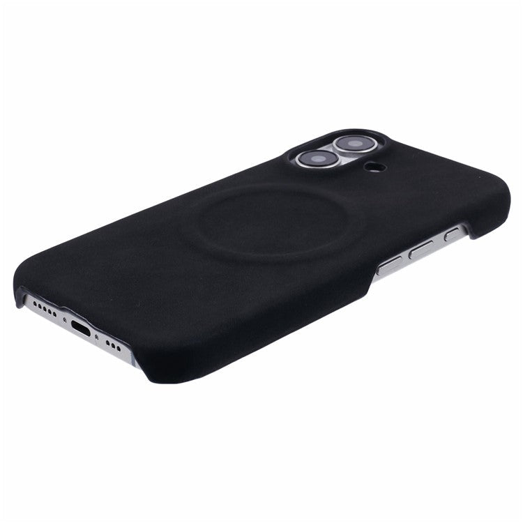 For iPhone 16 Plus Case Compatible with MagSafe Skin-Touch Leather+PC Back Cover - Black