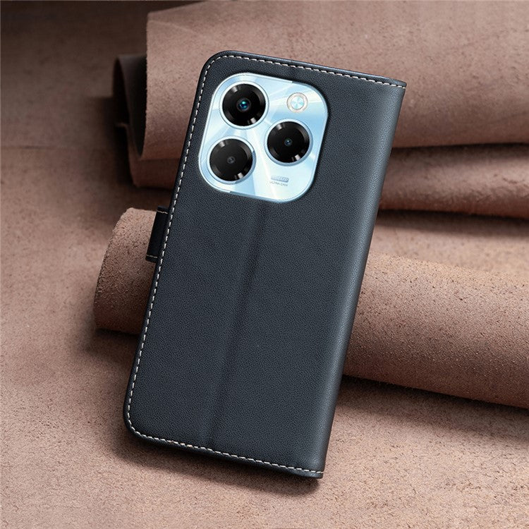 BINFEN COLOR BF17 For Infinix Note 40X 5G Case Wallet Folio Flip Leather Cover - Black