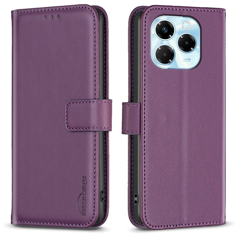 BINFEN COLOR BF17 For Infinix Note 40X 5G Case Wallet Folio Flip Leather Cover - Dark Purple
