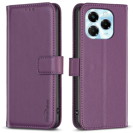 BINFEN COLOR BF17 For Infinix Note 40X 5G Case Wallet Folio Flip Leather Cover - Dark Purple