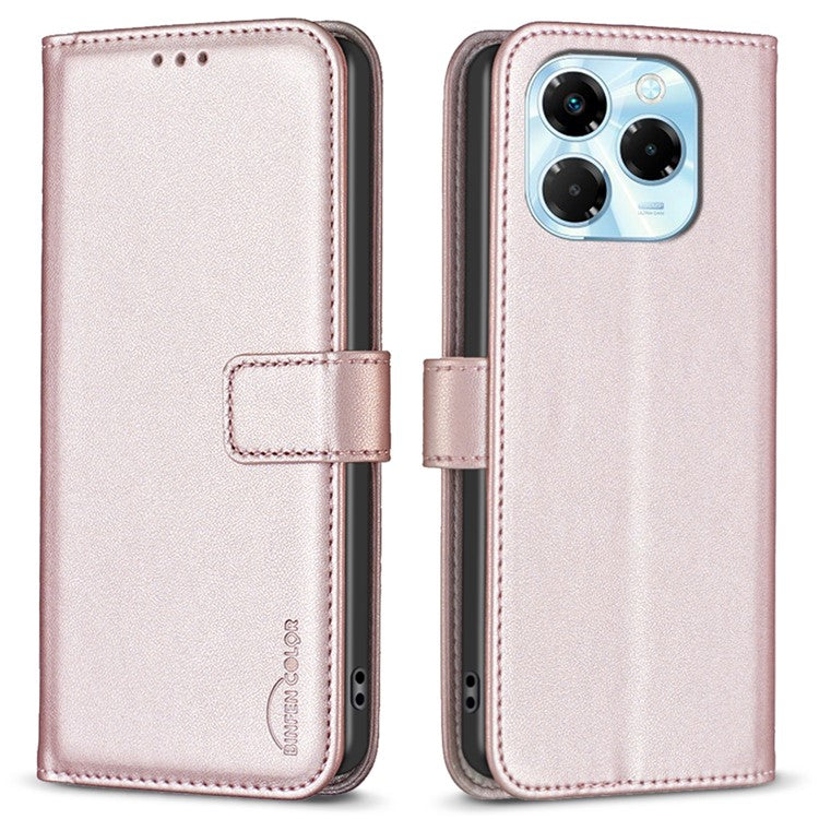 BINFEN COLOR BF17 For Infinix Note 40X 5G Case Wallet Folio Flip Leather Cover - Rose Gold