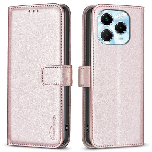 BINFEN COLOR BF17 For Infinix Note 40X 5G Case Wallet Folio Flip Leather Cover - Rose Gold