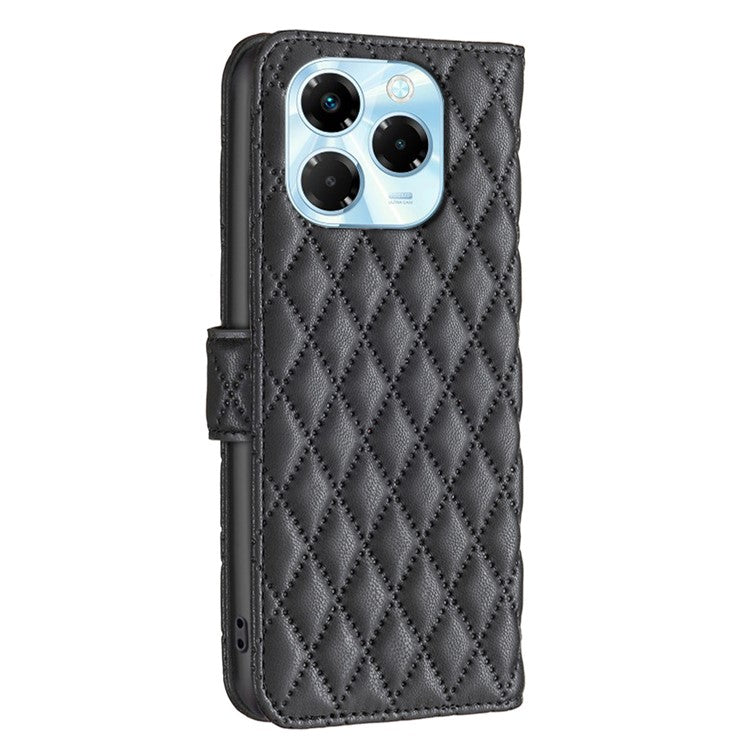 BINFEN COLOR BF Style-14 For Infinix Note 40X 5G Case Rhombus Phone Leather Cover Stand - Black