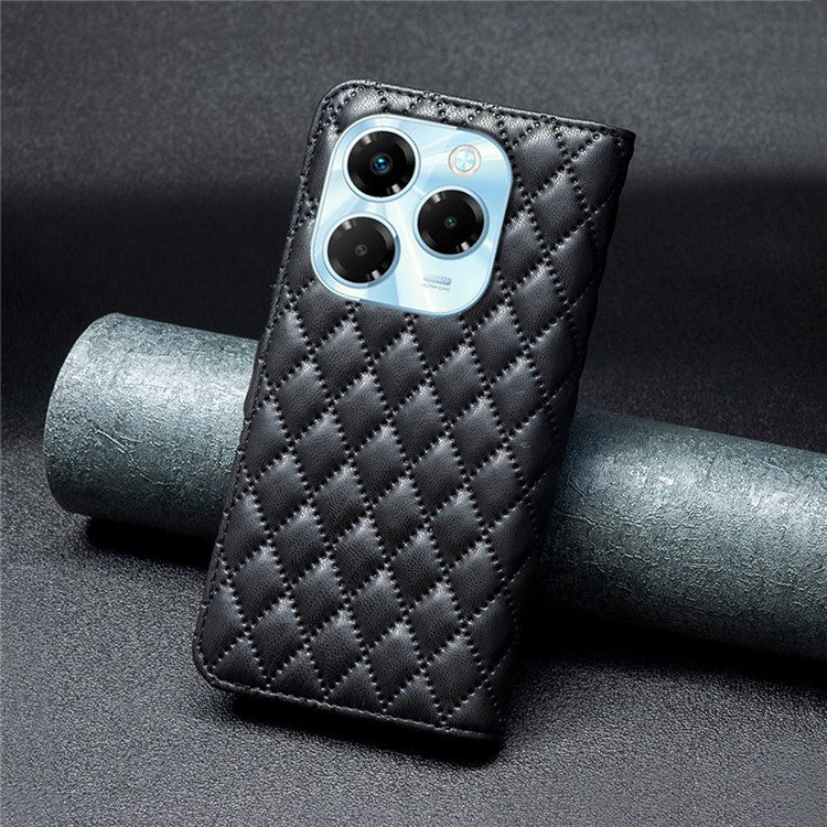 BINFEN COLOR BF Style-14 For Infinix Note 40X 5G Case Rhombus Phone Leather Cover Stand - Black