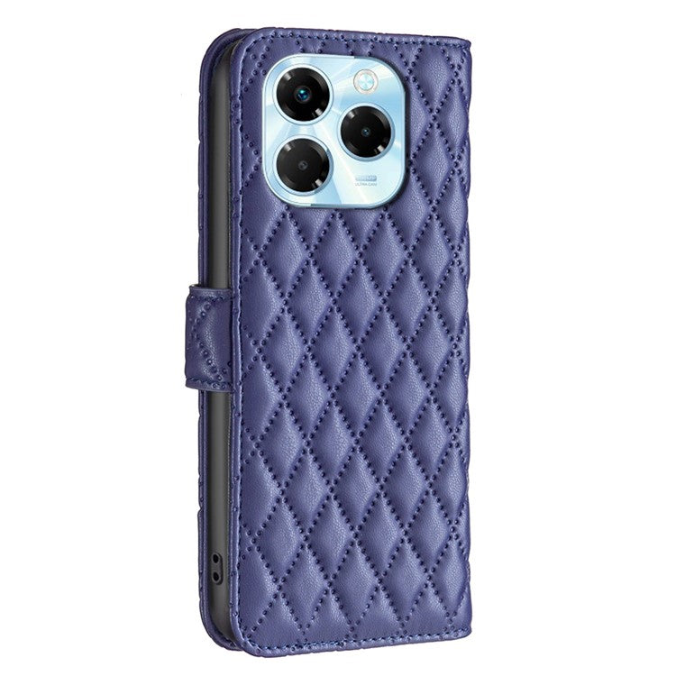 BINFEN COLOR BF Style-14 For Infinix Note 40X 5G Case Rhombus Phone Leather Cover Stand - Blue