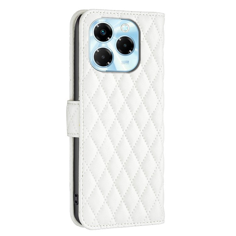 BINFEN COLOR BF Style-14 For Infinix Note 40X 5G Case Rhombus Phone Leather Cover Stand - White