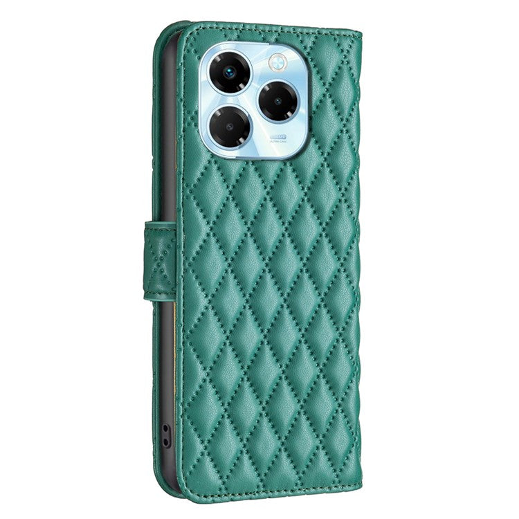BINFEN COLOR BF Style-14 For Infinix Note 40X 5G Case Rhombus Phone Leather Cover Stand - Green
