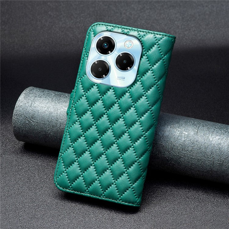 BINFEN COLOR BF Style-14 For Infinix Note 40X 5G Case Rhombus Phone Leather Cover Stand - Green
