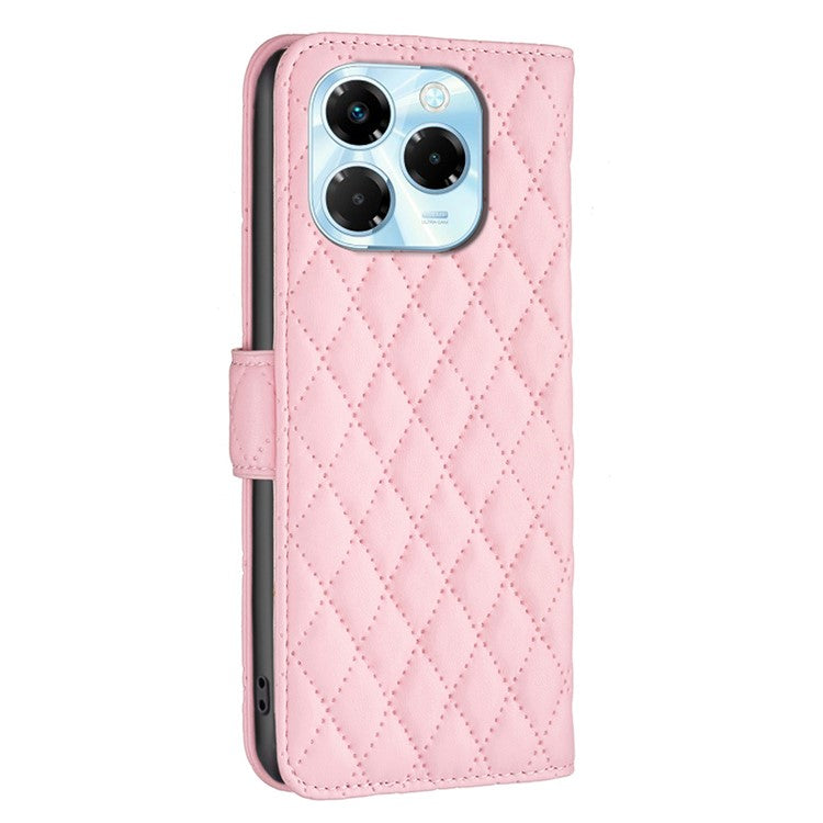 BINFEN COLOR BF Style-14 For Infinix Note 40X 5G Case Rhombus Phone Leather Cover Stand - Pink