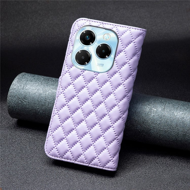 BINFEN COLOR BF Style-14 For Infinix Note 40X 5G Case Rhombus Phone Leather Cover Stand - Purple
