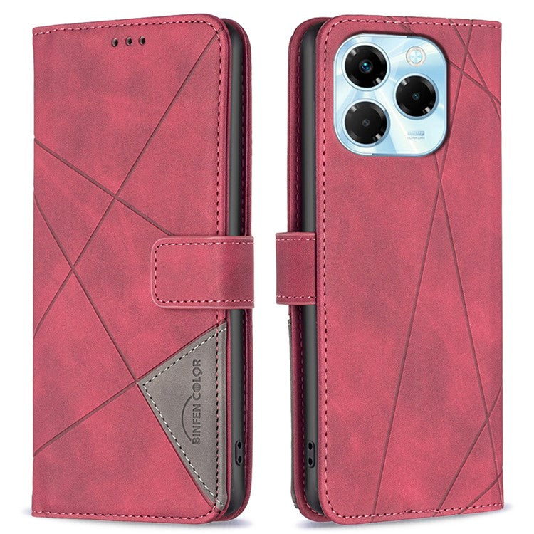 BINFEN COLOR BF05 For Infinix Note 40X 5G Case Leather Phone Cover Wallet Stand - Red