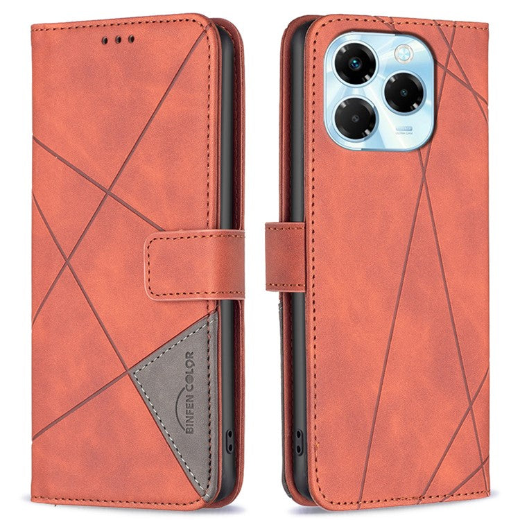 BINFEN COLOR BF05 For Infinix Note 40X 5G Case Leather Phone Cover Wallet Stand - Brown