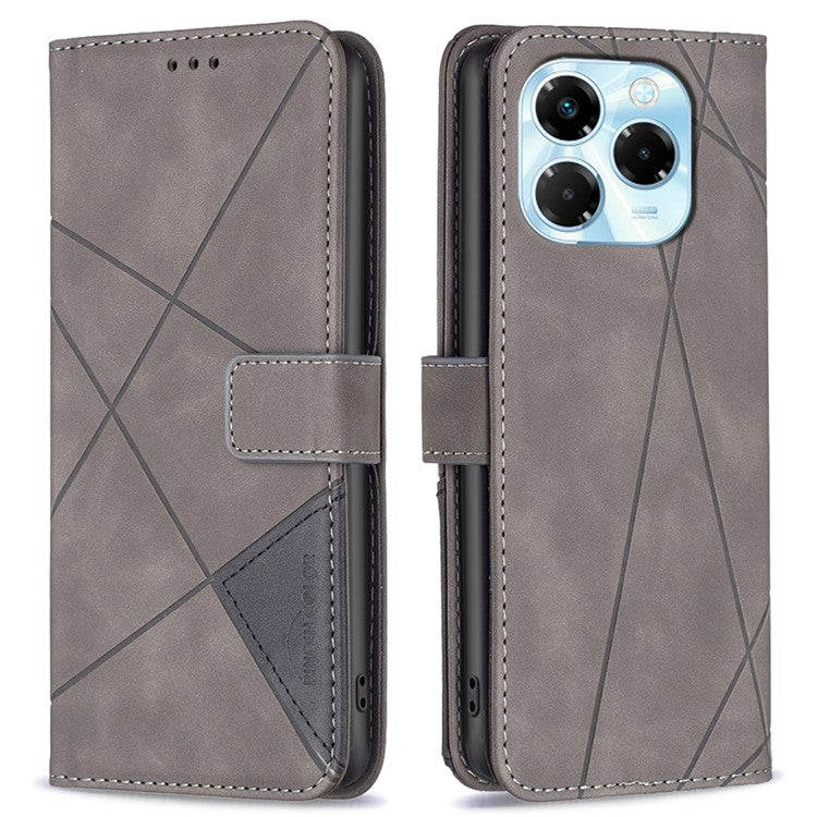 BINFEN COLOR BF05 For Infinix Note 40X 5G Case Leather Phone Cover Wallet Stand - Grey